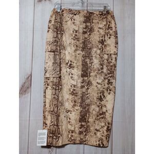 Asos Skirt Ladies 6 Tan Snake Print Draw String‎ Cargo Pocket